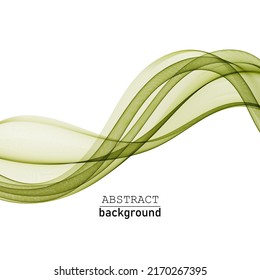 Green wave lines, smooth elegant wave on white background