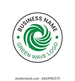green wave logo design for business