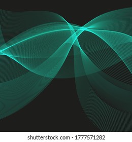 
onda verde sobre un elemento de diseño vectorial abstracto de fondo negro
