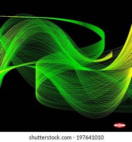 green wave on black background vector