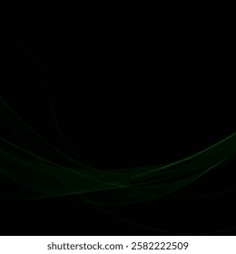 Green wave on a black background. Abstract vector pattern.