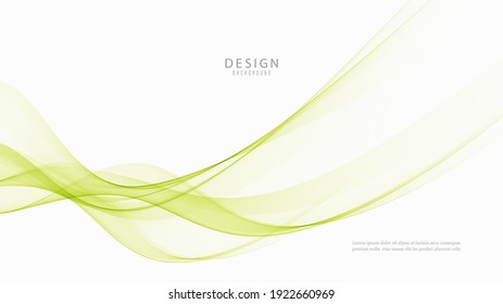 Green wave on white background.Abstract transparent wave background Green wave flow background