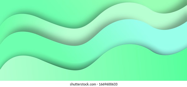 Green wave paper cut vector background. Abstract illustration wallpaper texture for website design. banner social media business advertising. minimal style.