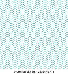 Green wave repeat pattern.Seamless pattern of curve wavy line isolated on white background.Sea waves water background.Vector graphic abstract illustration.