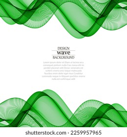 Fondo blanco horizontal transparente de ola verde, elemento de diseño