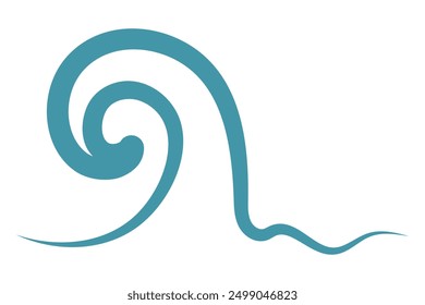 Green wave. Tsunami. Water swirl. Color vector illustration. Isolated white background. Raging water. Sea storm. Idea for web design, logo.