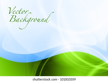green wave under the blue abstract sky