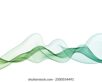 Green wave, vector abstract lines.