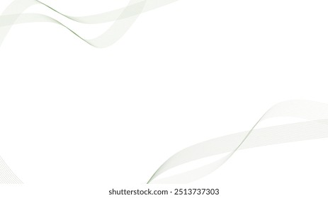 green wave vector on white background, design for business presentation slide or backdrop, green tape ribbon