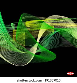 green wave yellow line on black background vector