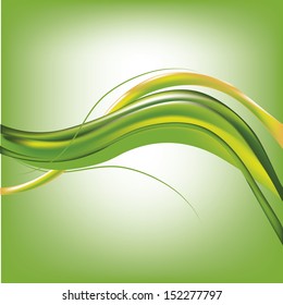 a green wave with a yellow wave mixing each other in a green white background