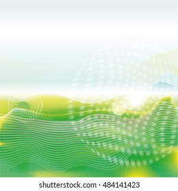 Green waves and abstract background