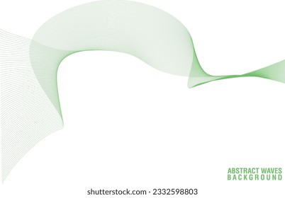 Fondo abstracto de ondas verdes, patrón de arte de líneas de ondas curvas, líneas de arte de ondas vectoriales