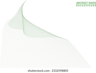 Grüne Wellen abstrakter Hintergrund, Kurze Wellen reihen Kunstmuster ein, Vektorwellen Kunstlinien