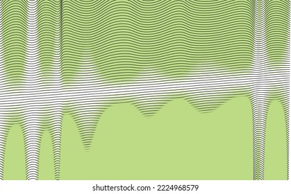 Green waves background with black curvy lines. Background related to frequency, music, identity, wavelength, and artwork. 