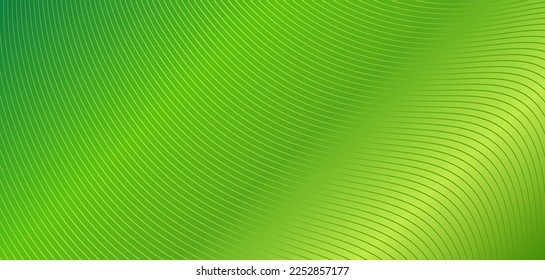 Green waves background vivid 3d lines flow eco gradient vector image, bio wavy energy power swirl design frame template pattern graphic, brochure layout banner, wallpaper nature technology material