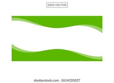 Green waves footer separator, modern divider shape vector abstract