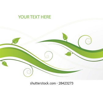 green waves with leaves