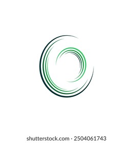 green waves logo letter o icon vector design