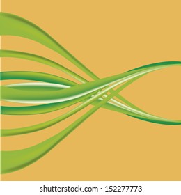 a lot of green waves mixing each other in a yellow background