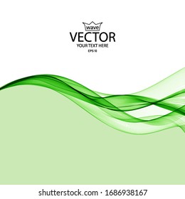 Green waves on a white background, vector abstract background.