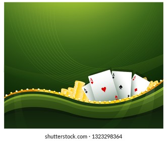 Green waving abstract casino background