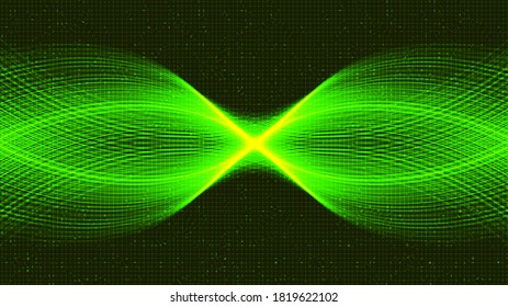 Green Waving Technology Background,Hi-tech Digital and sound wave Concept design,Free Space For text in put,Vector illustration.