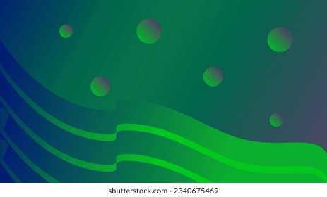 Green wavy abstract background with bubbles