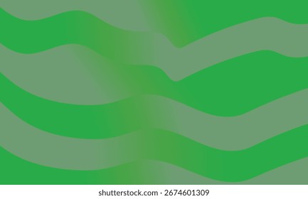 Green wavy abstract background with smooth gradient layers vector