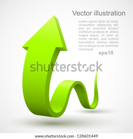 Green wavy arrow 3D.