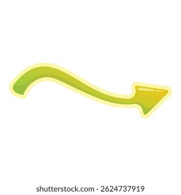 Green wavy arrow pointing to the right with a yellow border, useful for indicating a direction or highlighting information