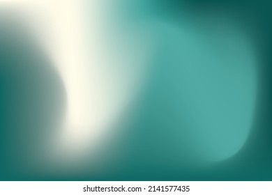 Green wavy backdrop with light spot. Gradient mesh background. Minimal abstract poster. Vector stock illustration