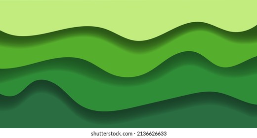 Green wavy background. 3d geometric background. Vector.