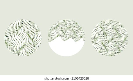 conjunto de banderas de círculo ondulado verde