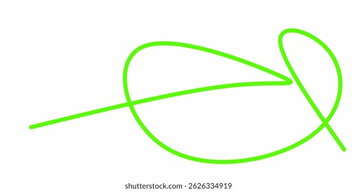 green wavy curly line vector. green wavy line stroke. Swoosh, swash underline stroke. Abstract green wavy thin line. Scribble element.