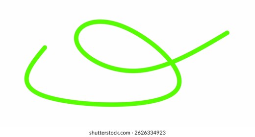 green wavy curly line vector. green wavy line stroke. Swoosh, swash underline stroke. Abstract green wavy thin line. Scribble element.