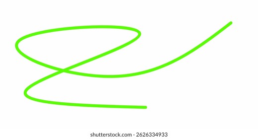 green wavy curly line vector. green wavy line stroke. Swoosh, swash underline stroke. Abstract green wavy thin line. Scribble element.
