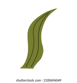 Green wavy leaf  hand drawn naive art