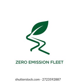 Green wavy line with leaf element for eco journey concept. Organic and natural path symbol for sustainable travel and environment focus.