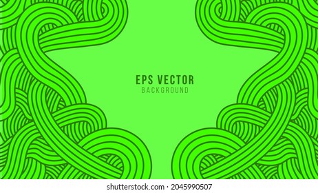 Líneas onduladas verdes fondo abstracto con un estilo de contorno dibujado a mano. puede usarse para afiches, banner de negocios, volante, publicidad, folleto, catálogo, web, sitio web, presentación, portada de libros, folleto