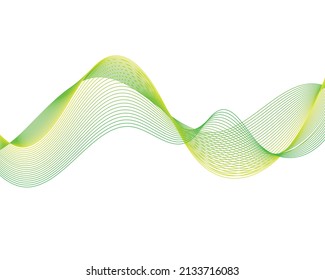 Green Wavy Lines Abstract Background. Wallpaper. Vector