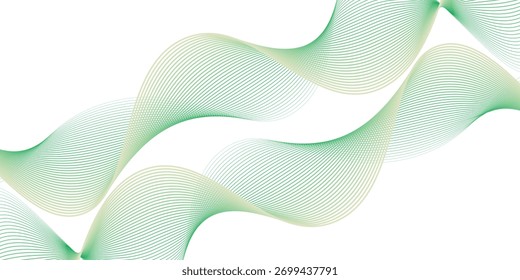 Fondo de líneas onduladas verdes. Fondo de líneas fluidas de movimiento elegante. Diseño moderno de las ondas de las líneas finas verdes suaves para el Anuncio, folleto, Sitio web, anuncios, carteles