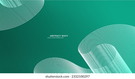 Green wavy lines background vector