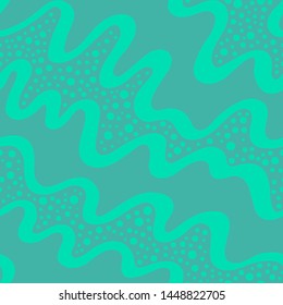 green wavy lines and dots. seamless pattern. simple vector texture