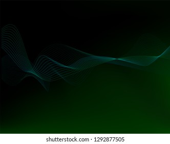 green wavy  lines on dark abstract background