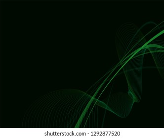 green wavy  lines on dark abstract background