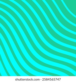 Green wavy lines pattern. Poster with coloring waves. Curvy shapes, impression painting concept. Abstract smooth geometric texture. Optical illusion background, aesthetic print vector illustration