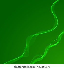 Green wavy  ribbon on a green  background