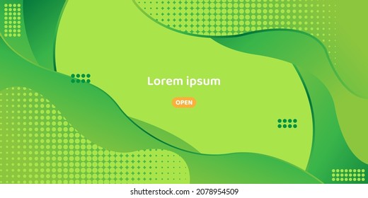 green wavy shape background with halftone pattern, green background vector image good for cover page, wallpaper, banner