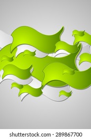 Green wavy shapes abstract elegant design. Vector background